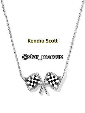 Kendra Scott x Checkered Flag Silver Short Pendant Necklace